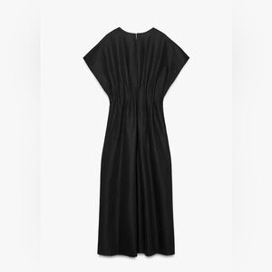 ZARA ZW COLLECTION PLEATED BLACK MIDI DRESS - LARGE